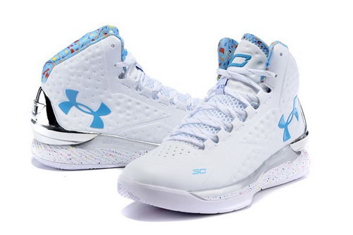 Mens Under Armour Curry One White Grey Blue Low Price